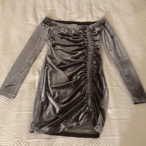 Silver Ruched Mini Dress